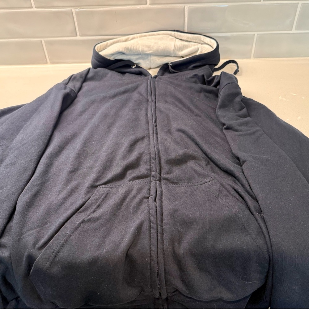 Navy Blue Hooded Zip-Up Jacket with thermal like lining